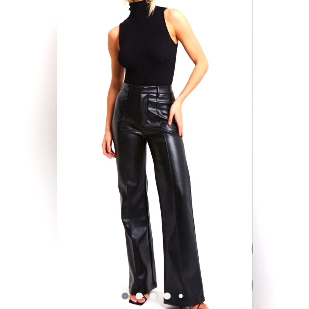 NWT Vegan Wide Leg Pants, XS, Black